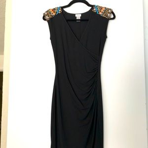 Mid length dress with gems on shoulders